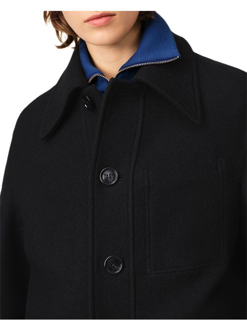 Giacca abbottonata in gabardine di lana cotta. Ami Paris | UJK936.WV0078001 BLACK